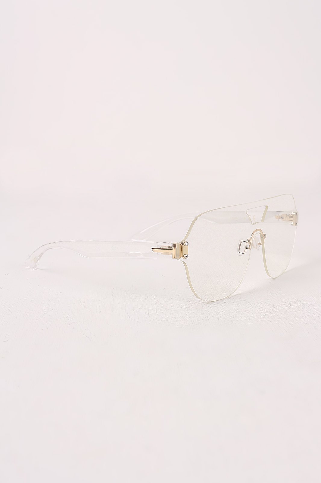 Rimless Clear Lens Cutout Double Bridge Glasses