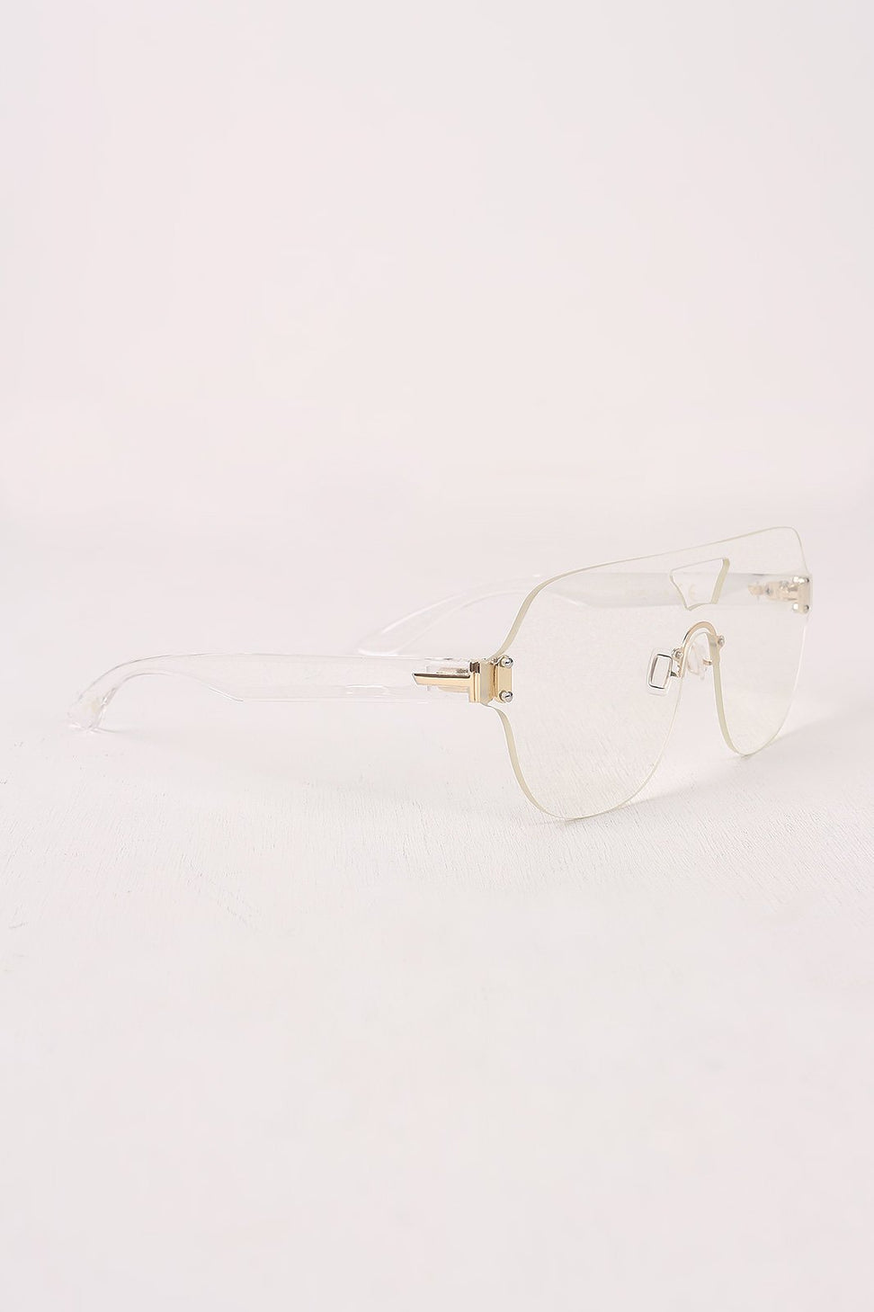 Rimless Clear Lens Cutout Double Bridge Glasses
