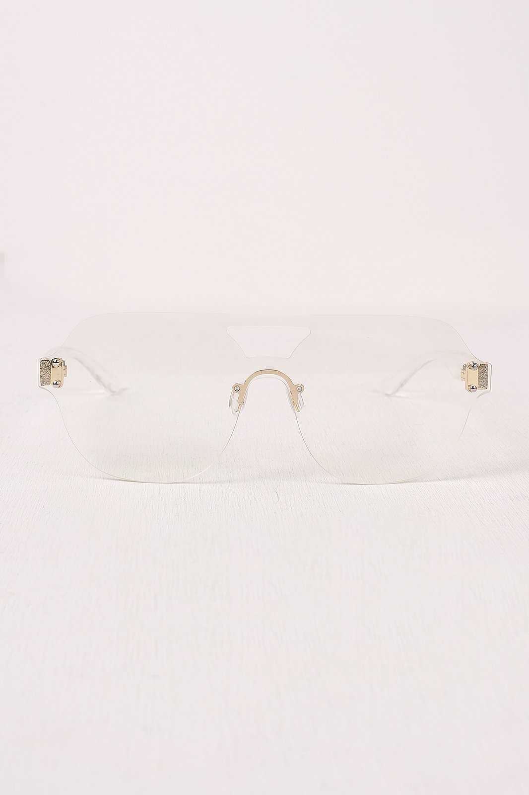 Rimless Clear Lens Cutout Double Bridge Glasses