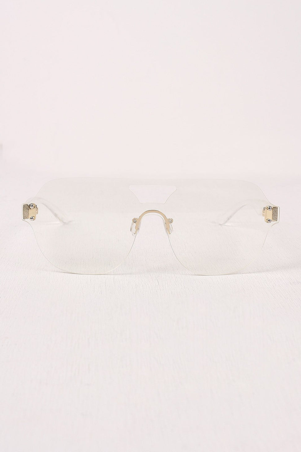 Rimless Clear Lens Cutout Double Bridge Glasses