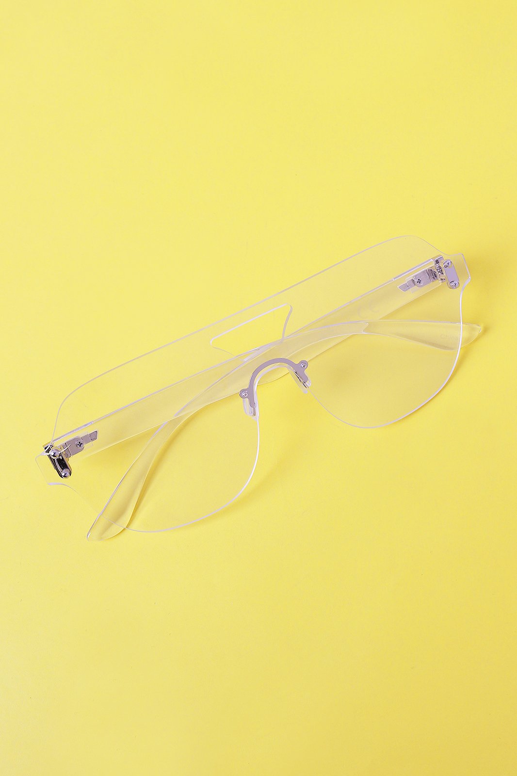 Rimless Clear Lens Cutout Double Bridge Glasses