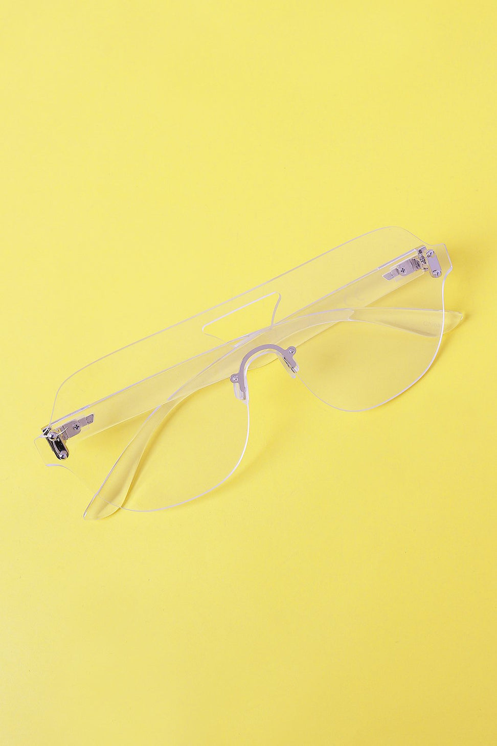Rimless Clear Lens Cutout Double Bridge Glasses
