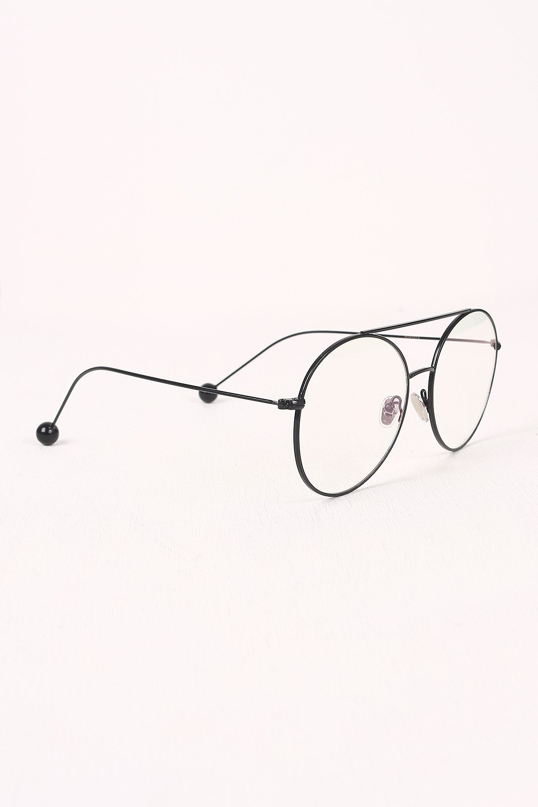Metal Double Bridge Clear Lens Ball Accent Glasses