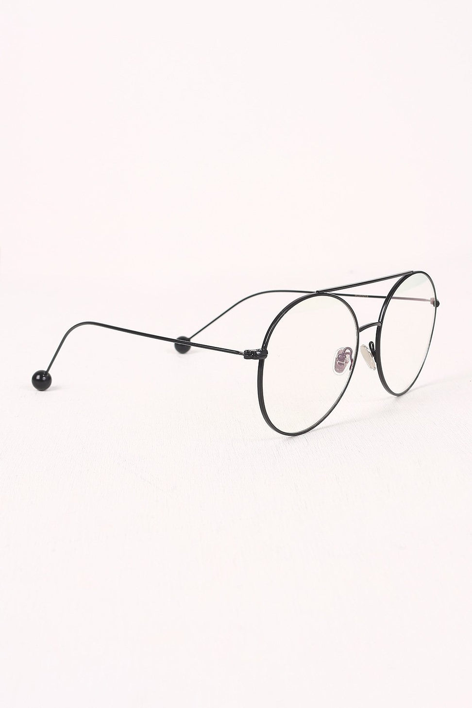 Metal Double Bridge Clear Lens Ball Accent Glasses