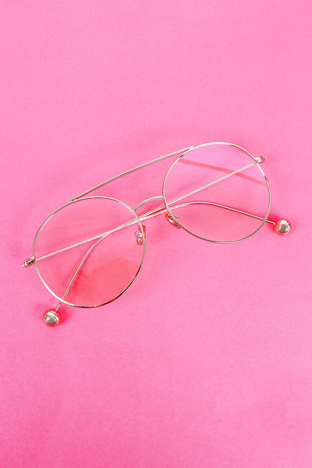 Metal Double Bridge Clear Lens Ball Accent Glasses