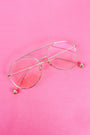 Metal Double Bridge Clear Lens Ball Accent Glasses