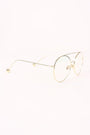 Metal Double Bridge Clear Lens Ball Accent Glasses