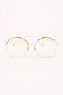 Metal Double Bridge Clear Lens Ball Accent Glasses