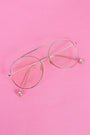 Metal Double Bridge Clear Lens Ball Accent Glasses