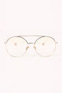 Metal Double Bridge Clear Lens Ball Accent Glasses