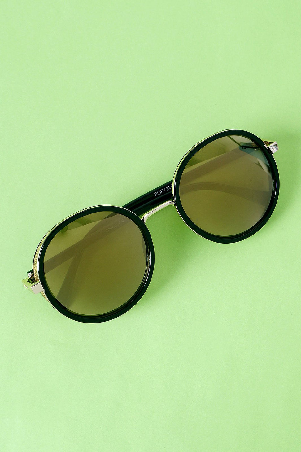 Round Mirrored Glitter Sunglasses