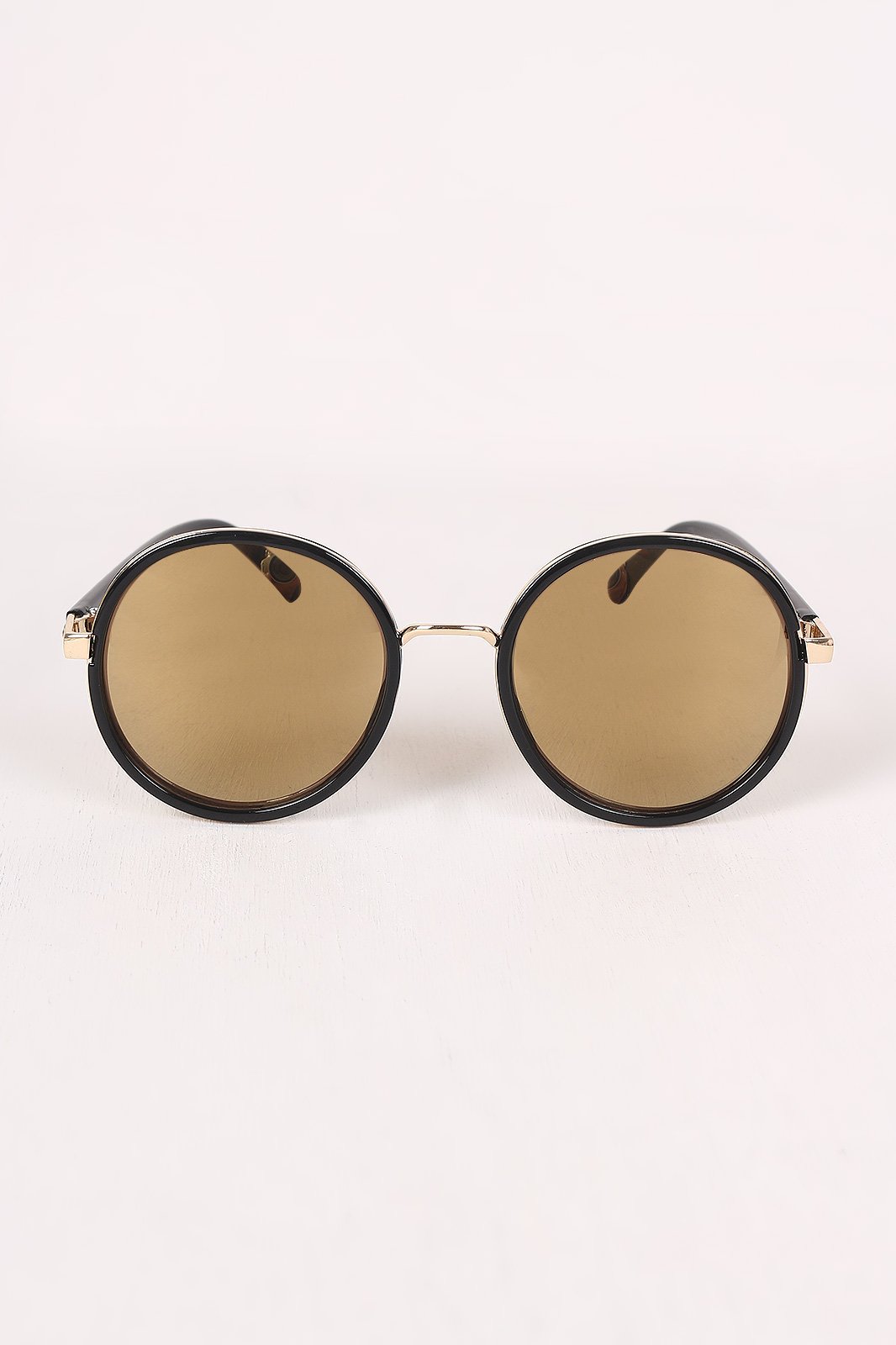 Round Mirrored Glitter Sunglasses