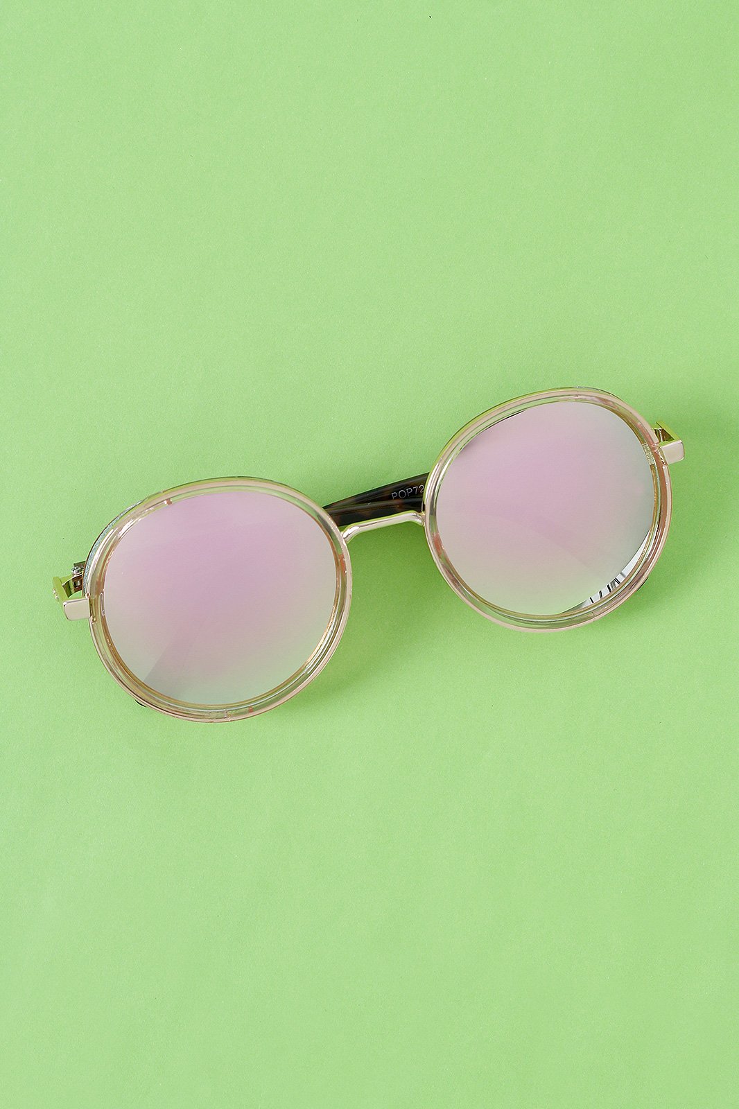 Round Mirrored Glitter Sunglasses