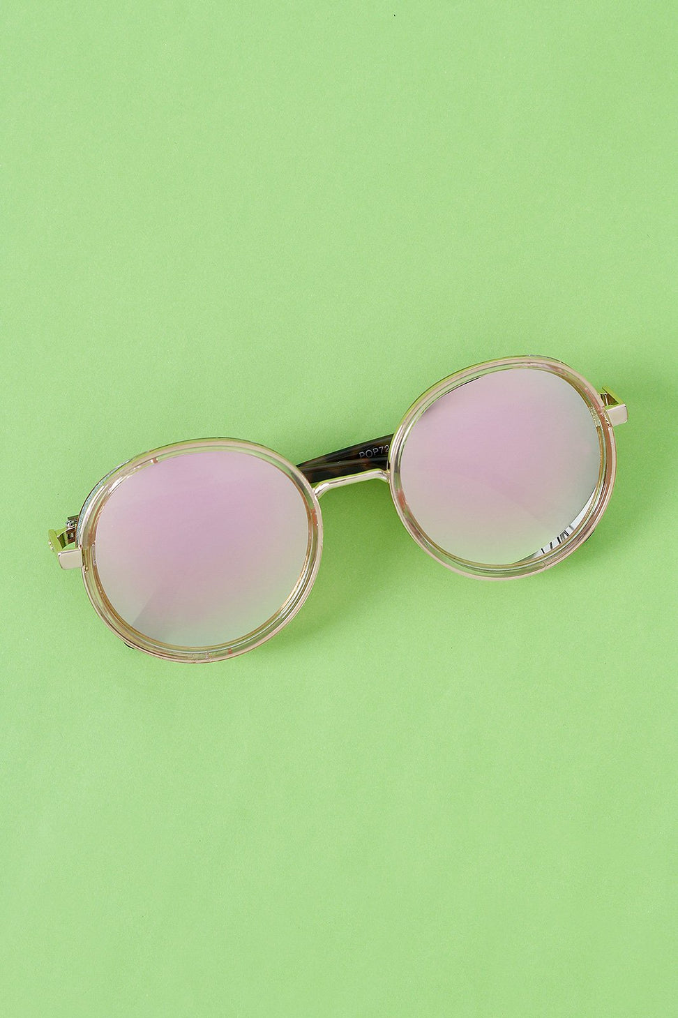 Round Mirrored Glitter Sunglasses