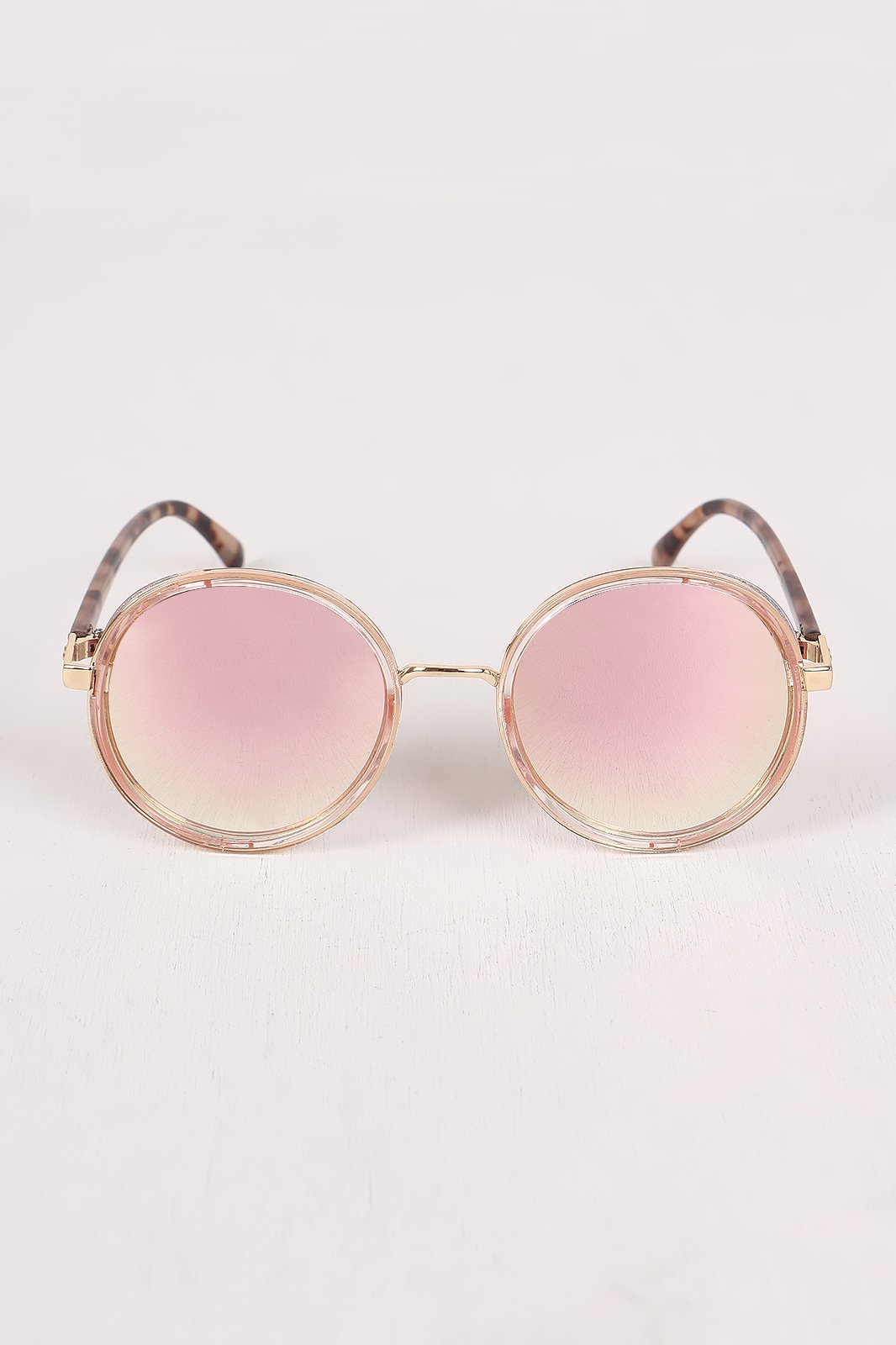 Round Mirrored Glitter Sunglasses