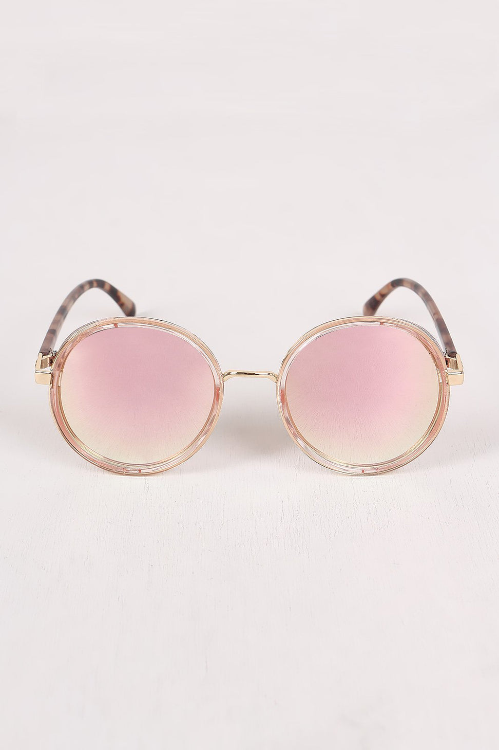 Round Mirrored Glitter Sunglasses