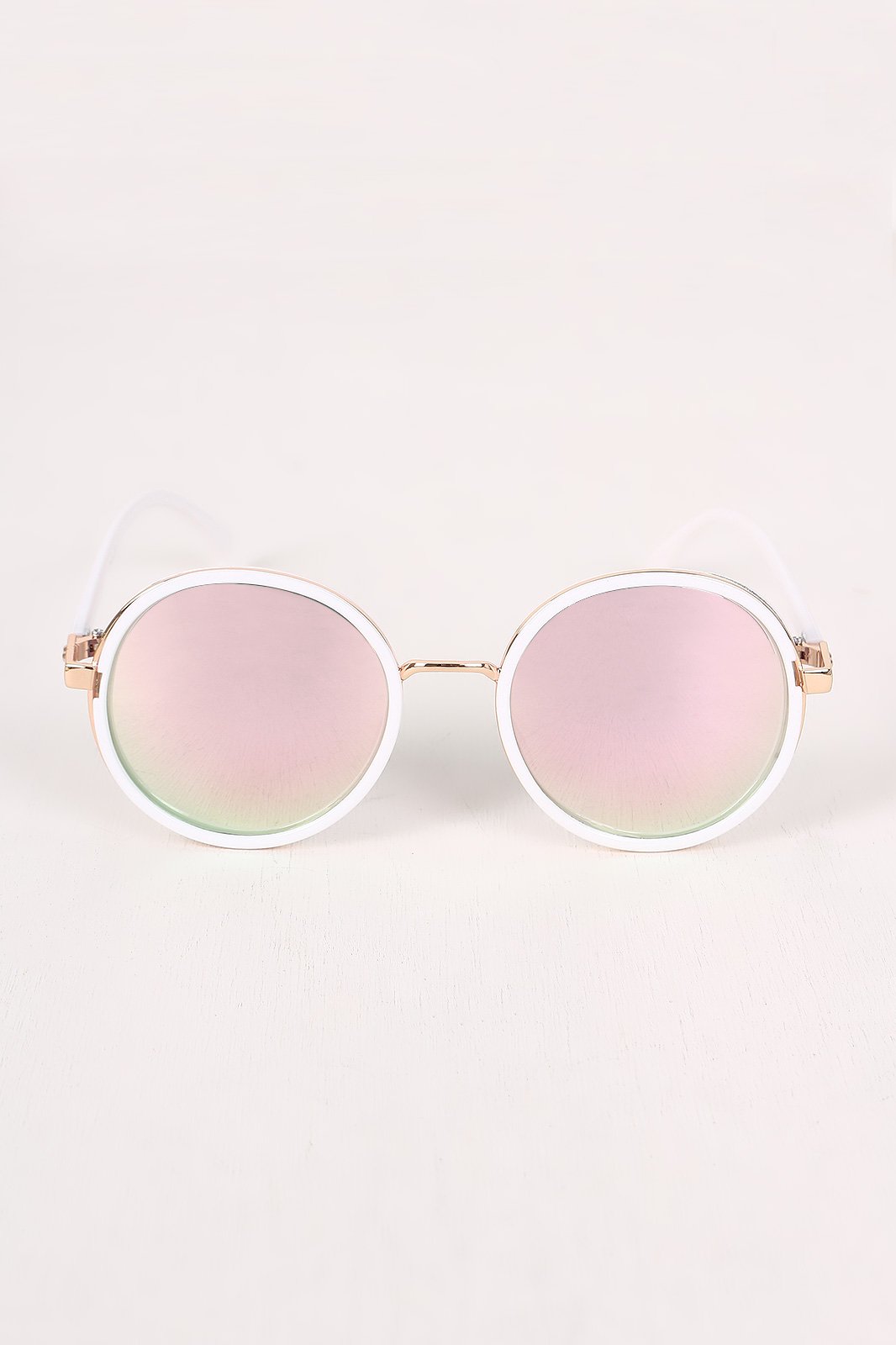 Round Mirrored Glitter Sunglasses