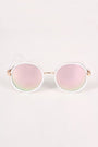 Round Mirrored Glitter Sunglasses