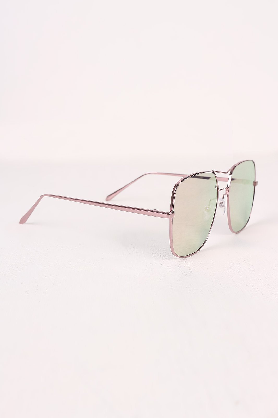 Metal Double Bridge Mirrored Sunglasses