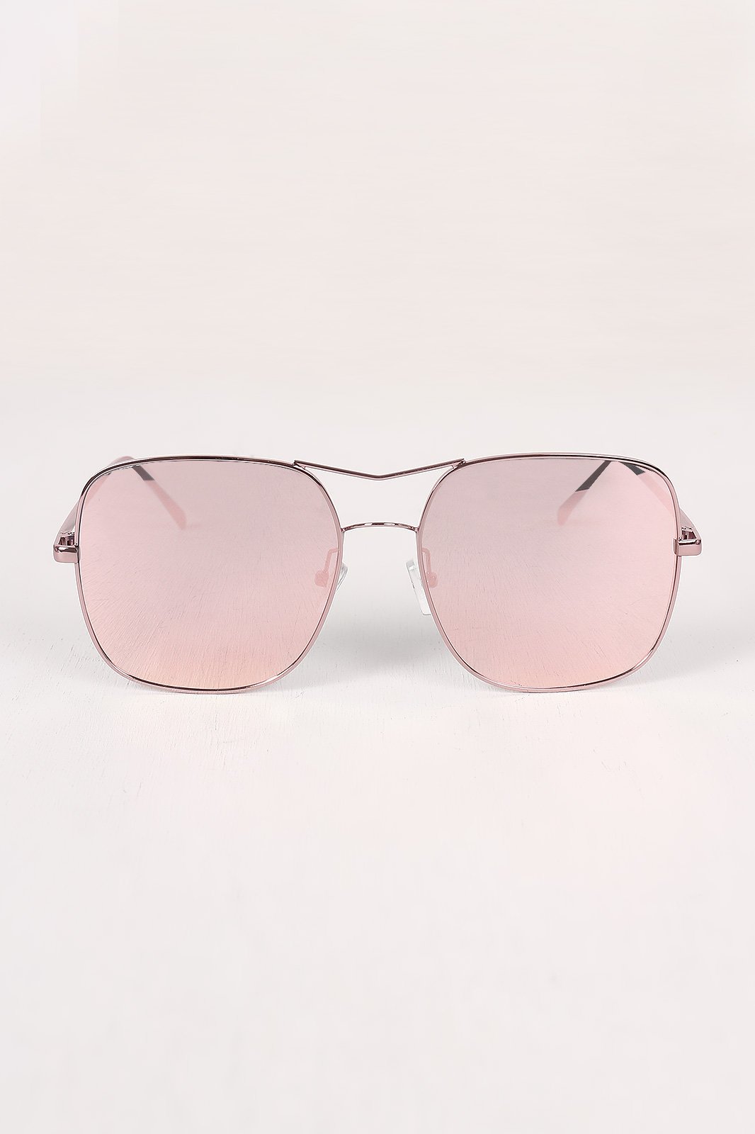 Metal Double Bridge Mirrored Sunglasses