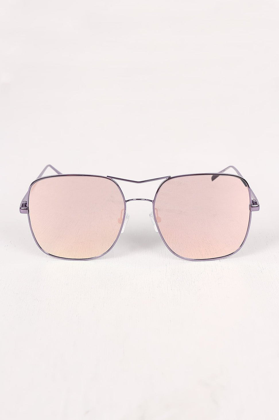 Metal Double Bridge Mirrored Sunglasses