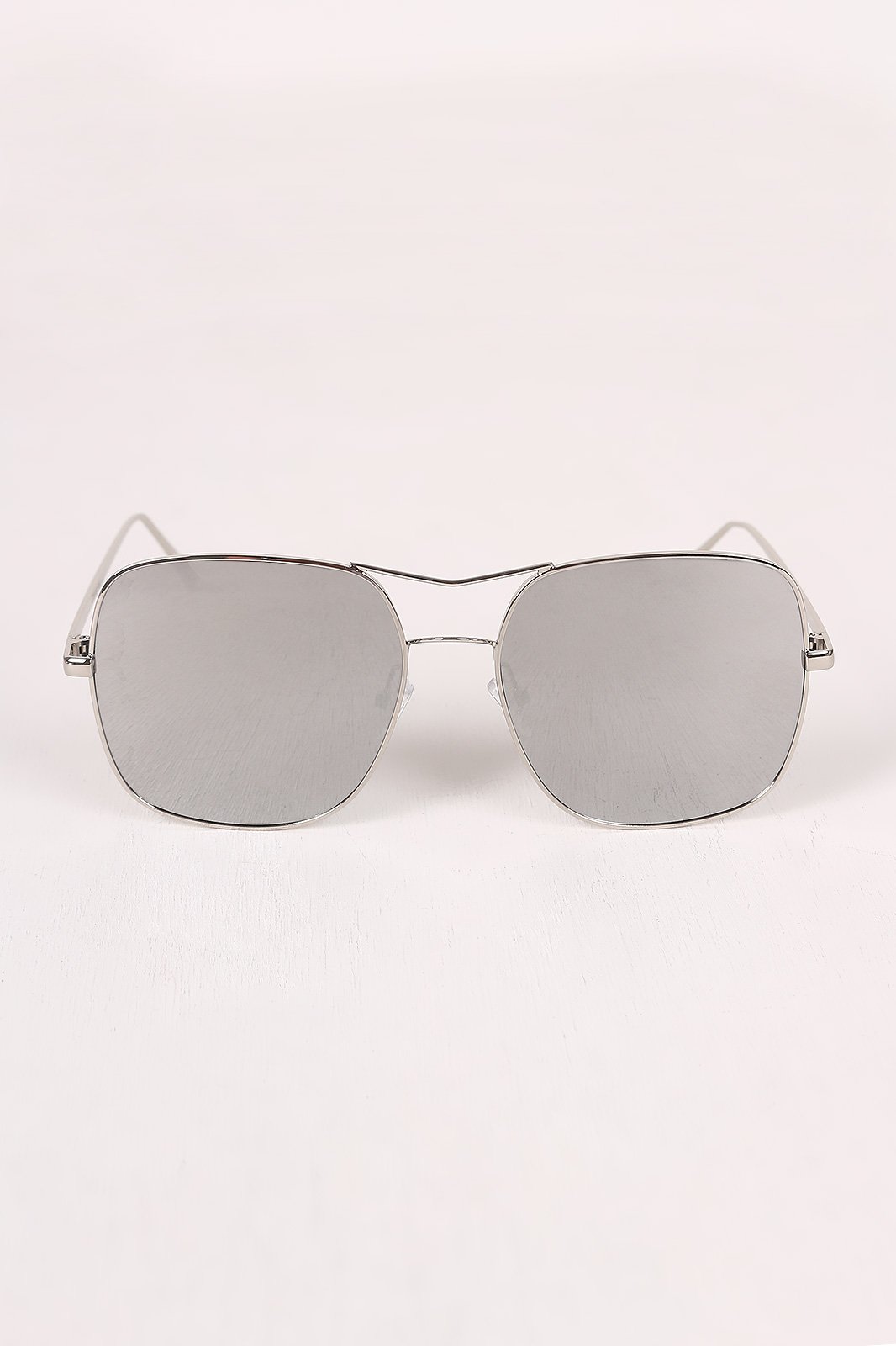 Metal Double Bridge Mirrored Sunglasses