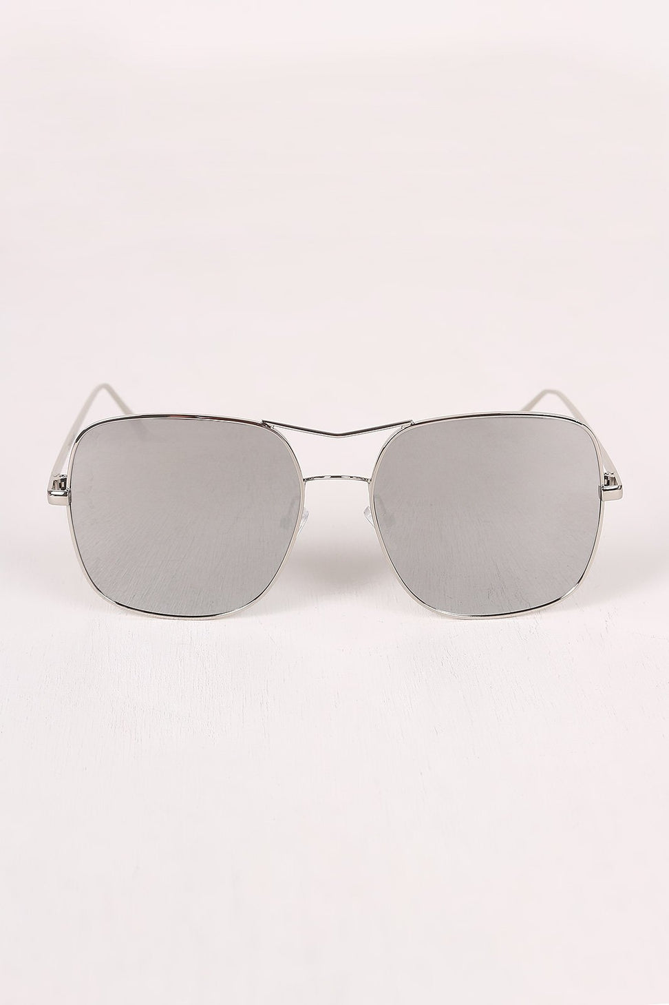 Metal Double Bridge Mirrored Sunglasses