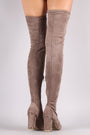 Bamboo Suede Pointy Toe Chunky Heeled Over-The-Knee Boots