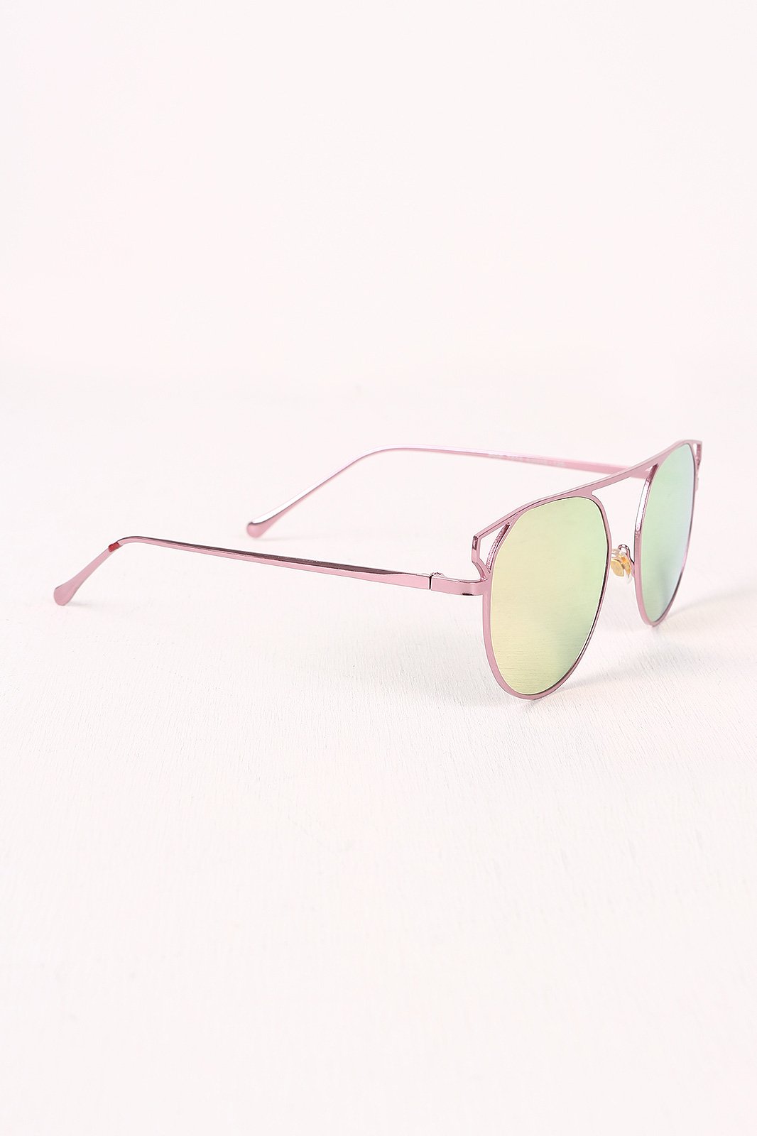 Semi-Round Mirrored Lens Sunglasses