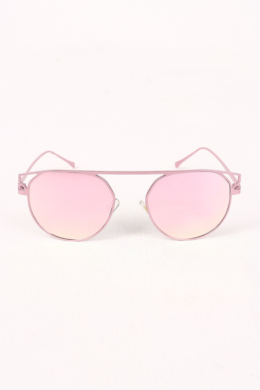 Semi-Round Mirrored Lens Sunglasses