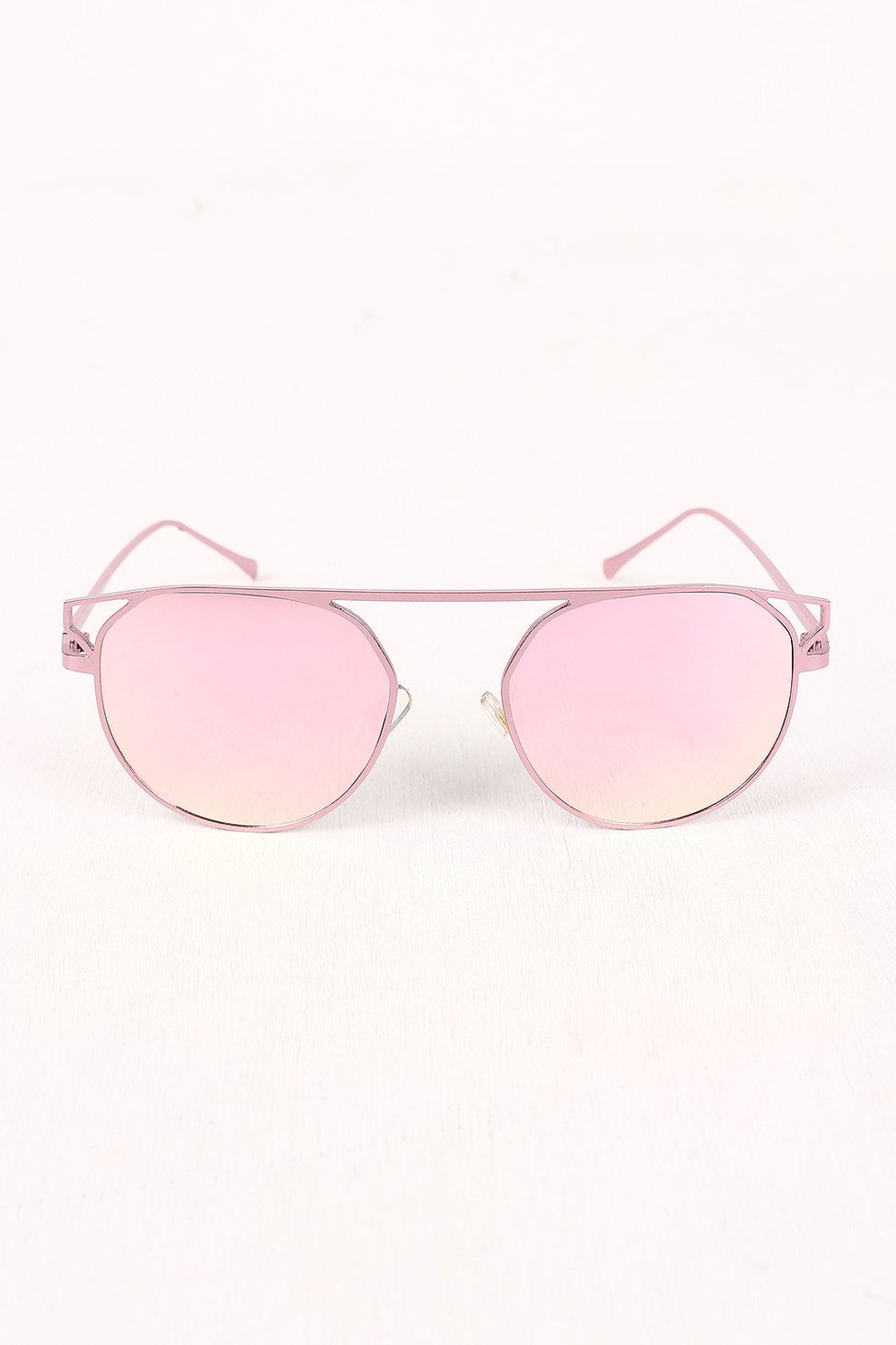 Semi-Round Mirrored Lens Sunglasses