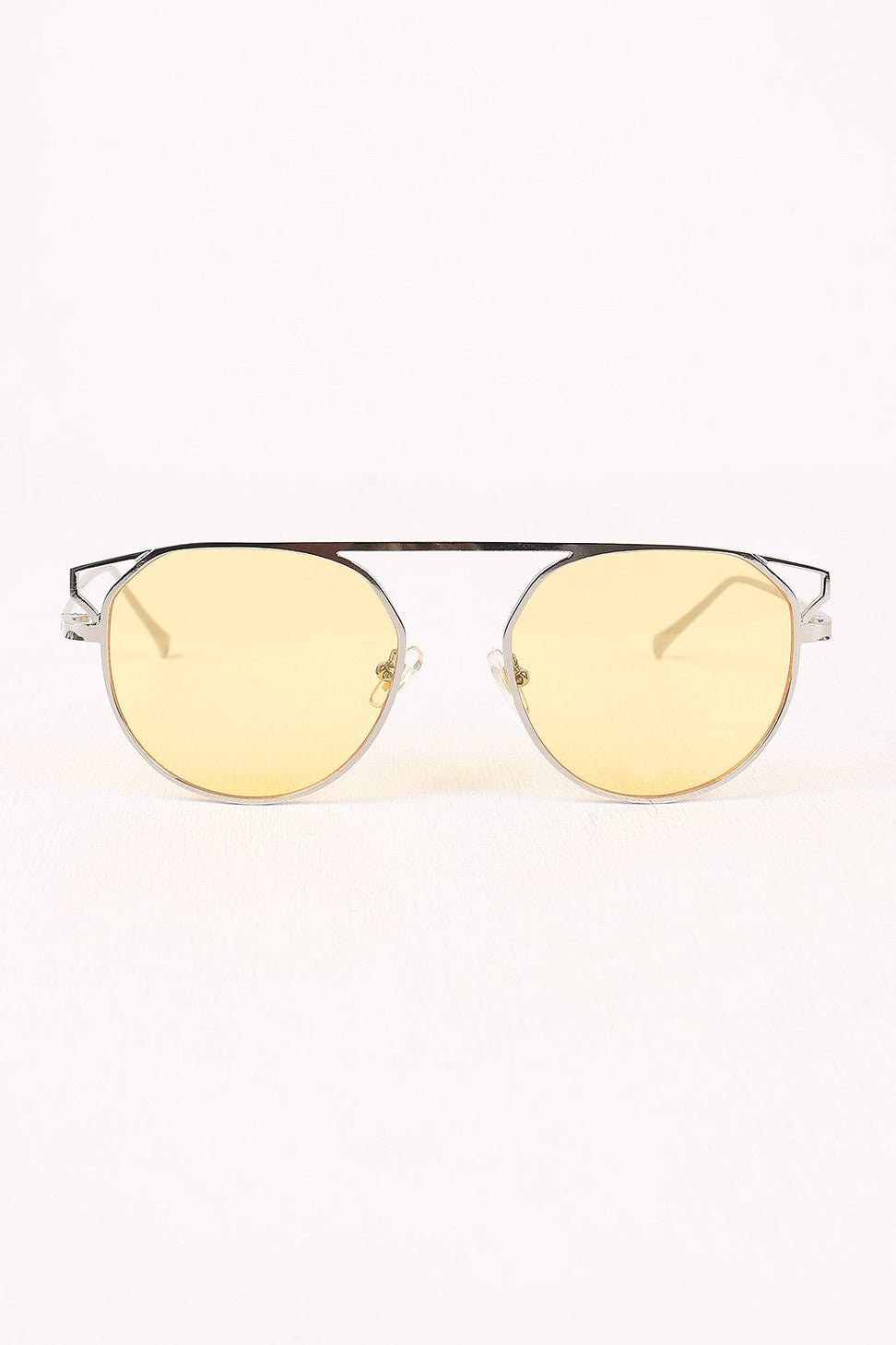Semi-Round Mirrored Lens Sunglasses