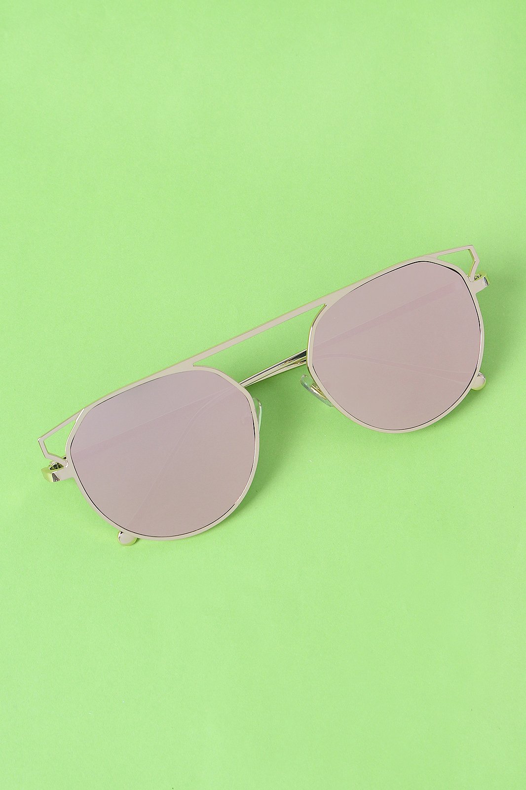 Semi-Round Mirrored Lens Sunglasses