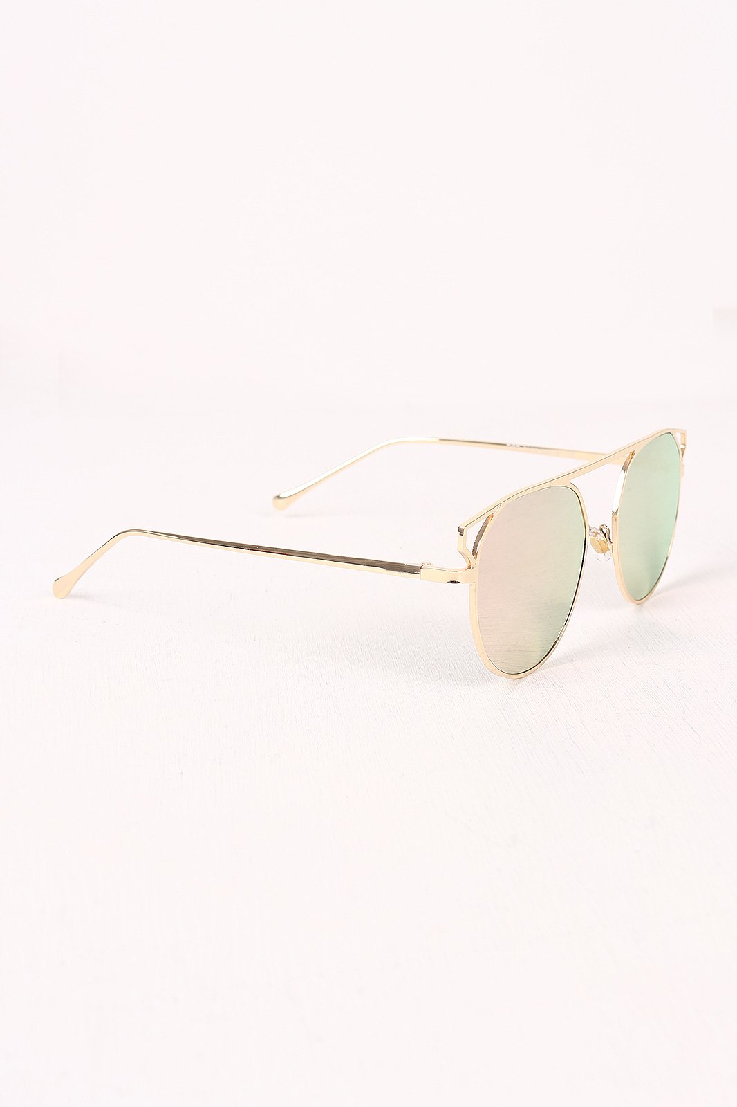 Semi-Round Mirrored Lens Sunglasses