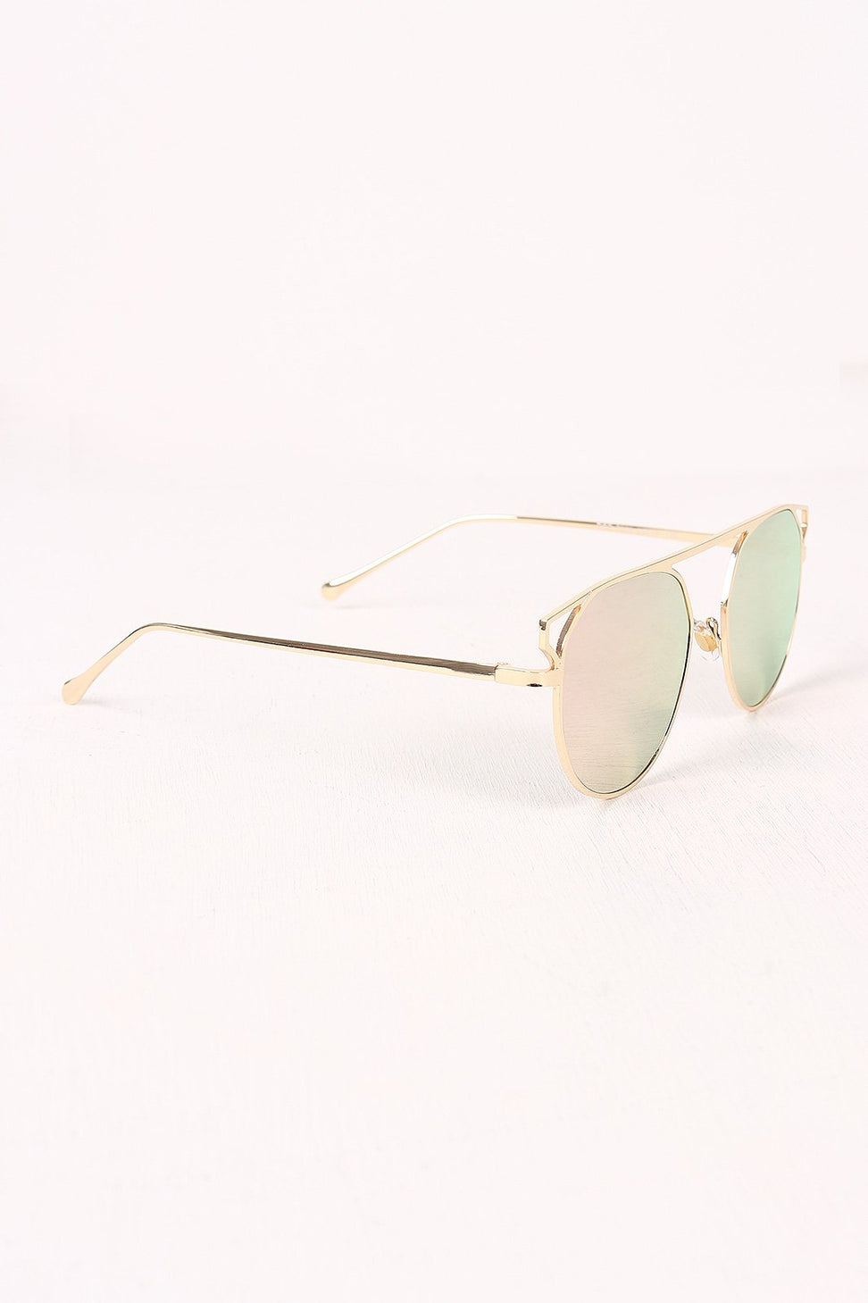 Semi-Round Mirrored Lens Sunglasses