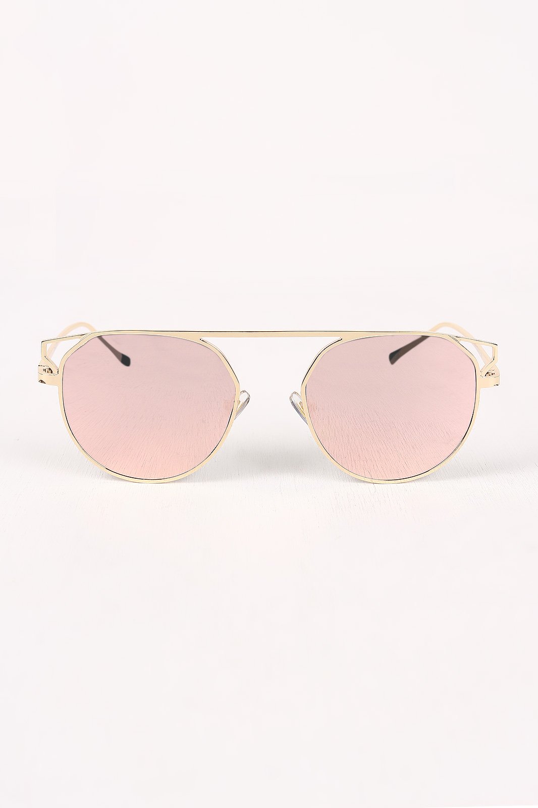 Semi-Round Mirrored Lens Sunglasses