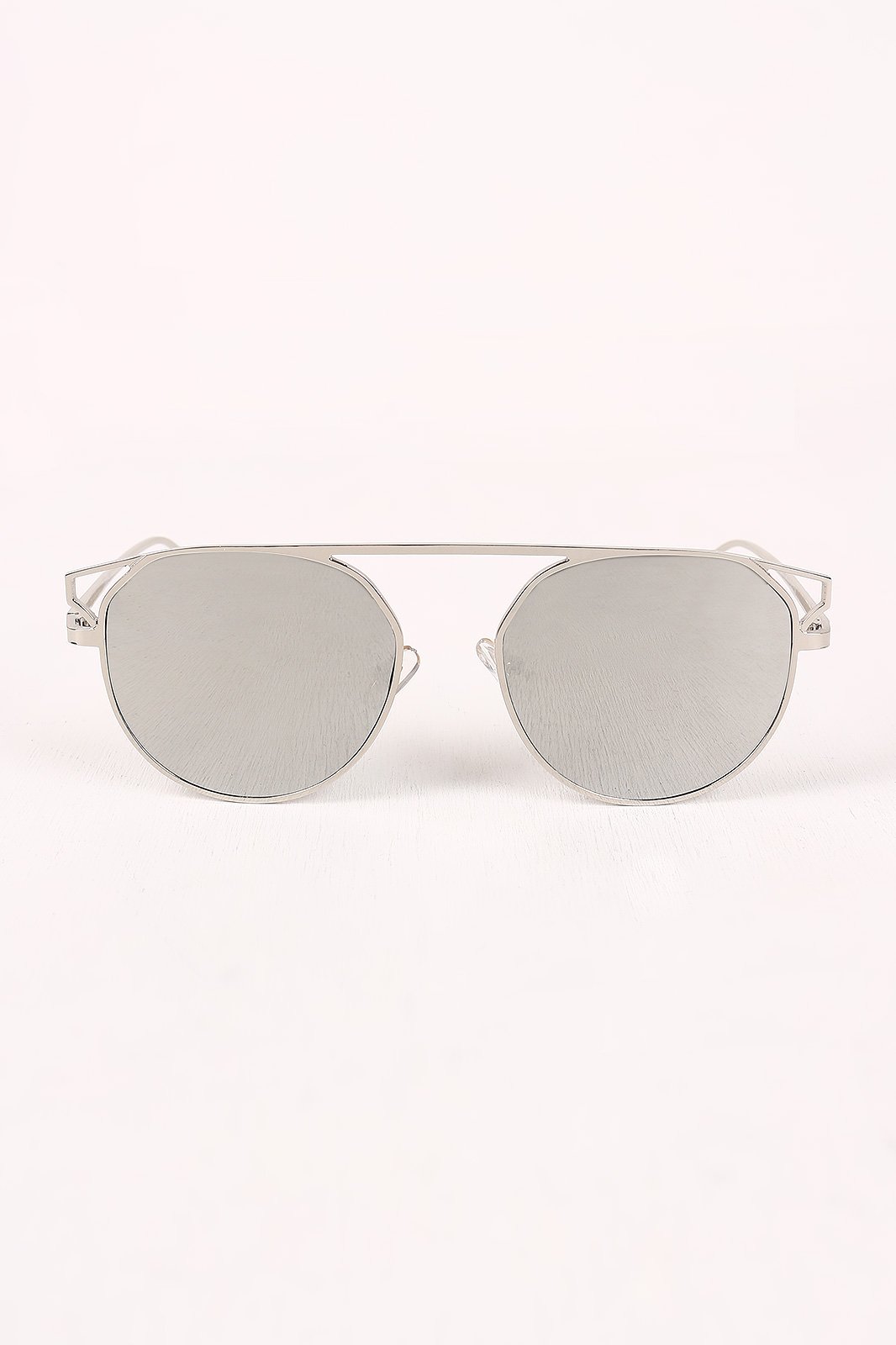 Semi-Round Mirrored Lens Sunglasses