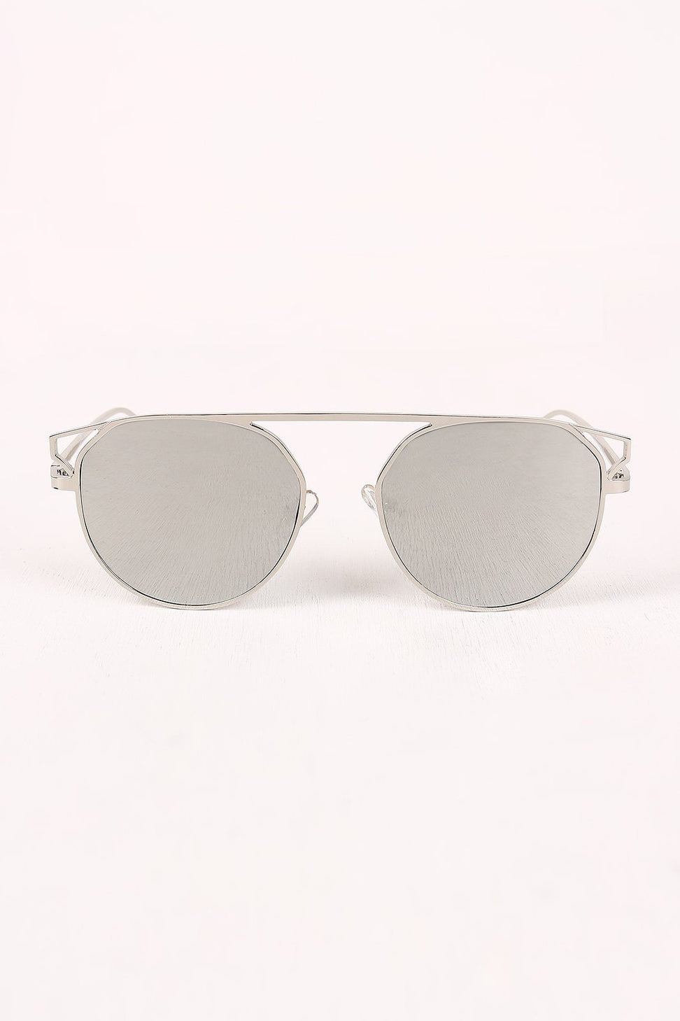 Semi-Round Mirrored Lens Sunglasses