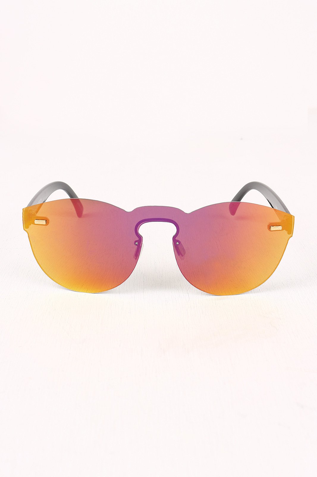 Semi-Round Rimless Reflective Sunglasses