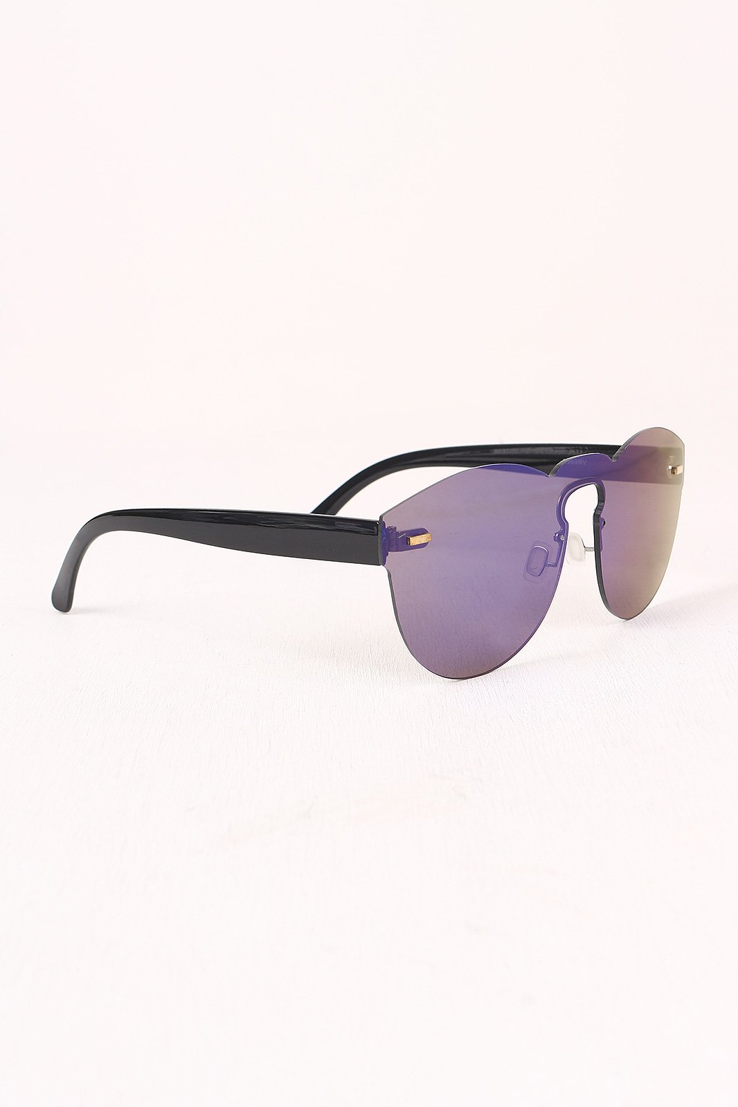 Semi-Round Rimless Reflective Sunglasses