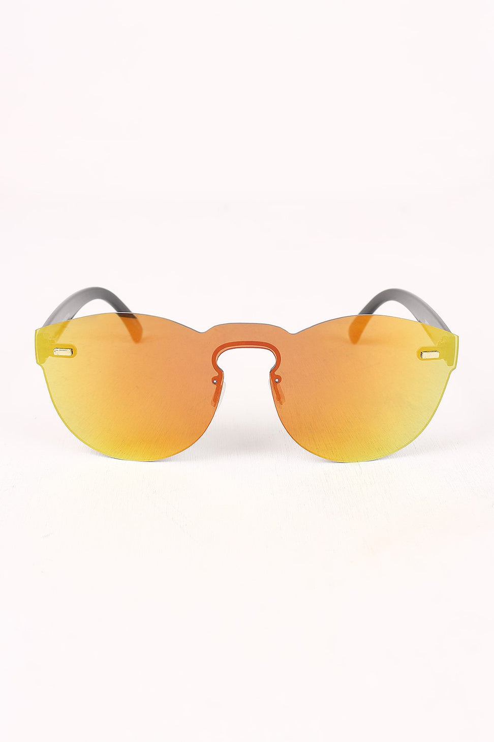Semi-Round Rimless Reflective Sunglasses