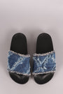 Frayed Patchwork Denim Slide Sandal - NoveltyOne