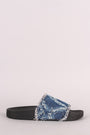 Frayed Patchwork Denim Slide Sandal - NoveltyOne