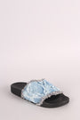 Frayed Patchwork Denim Slide Sandal - NoveltyOne
