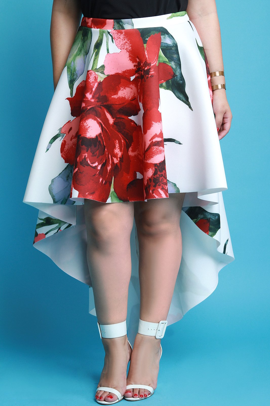 Full Floral High Low Skater Maxi Skirt - NoveltyOne