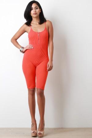 Ribbed Knit Bermuda Jumpsuit