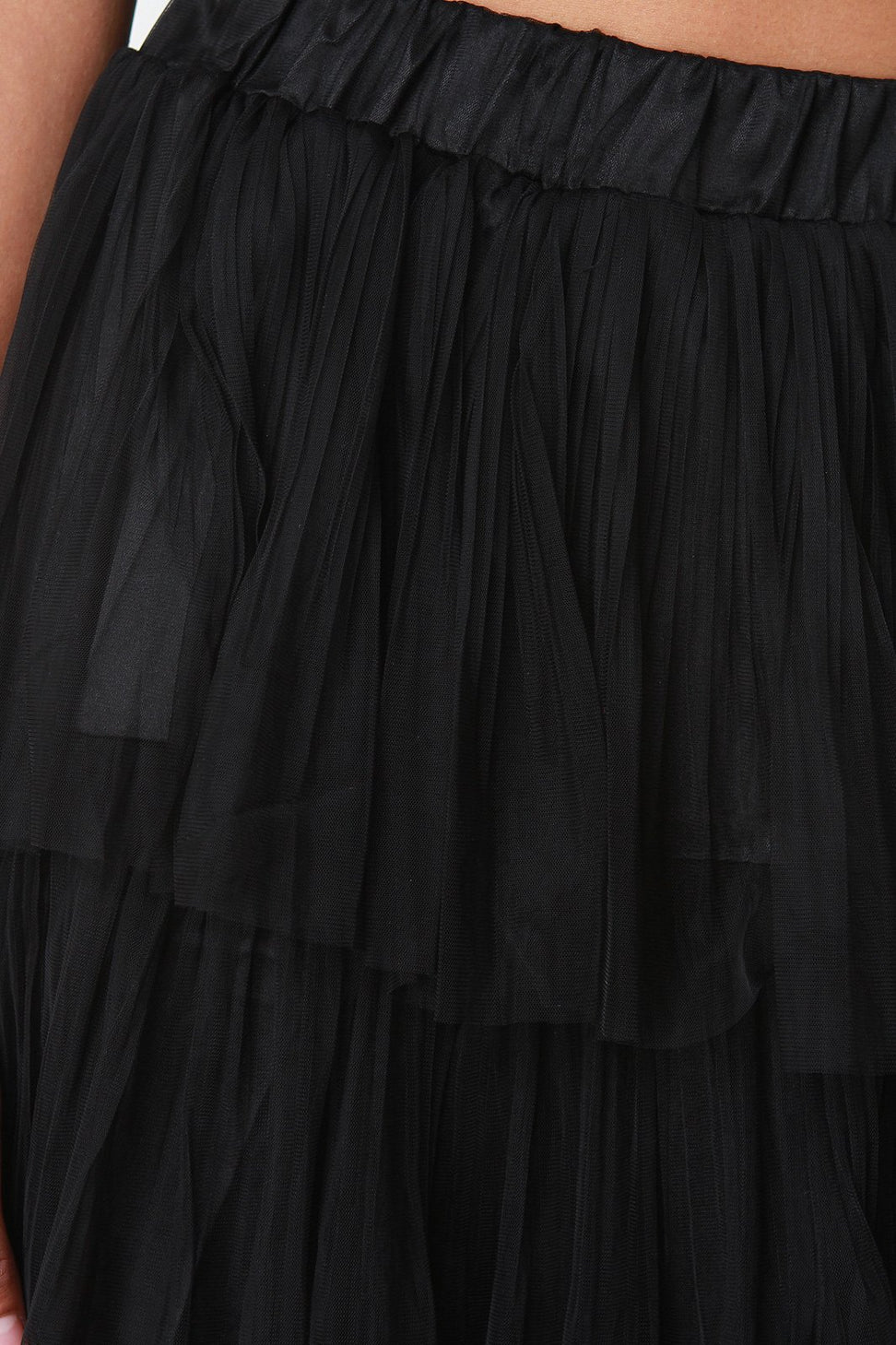 Ruched Semi-Sheer Four Tier Maxi Skirt