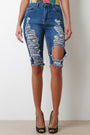 Destroyed Bermuda Denim Shorts - NoveltyOne