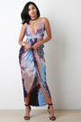 Tie Dye Cutout Draped Tulip Maxi Dress
