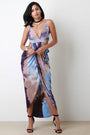 Tie Dye Cutout Draped Tulip Maxi Dress